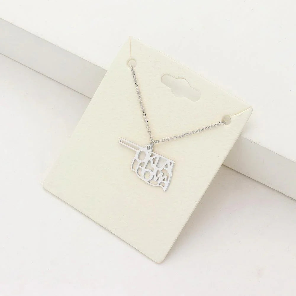 Oklahoma State Map Pendant Necklace - Jewelry Store by Erik Rayo