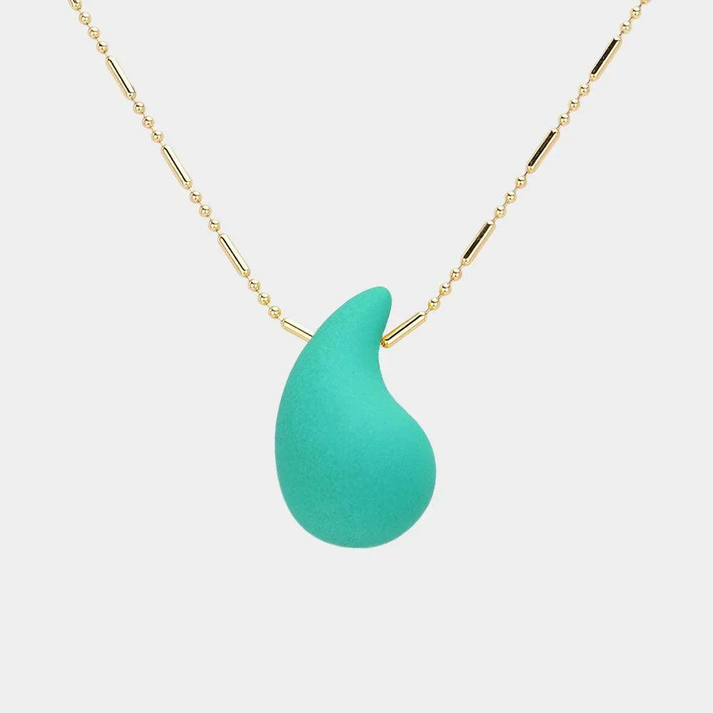 Gold Matte Colored Teardrop Pendant Necklace - Jewelry Store by Erik Rayo