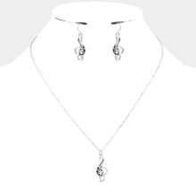 Load image into Gallery viewer, Silver Rhinestone Embellished Metal Treble Clef Pendant Necklace
