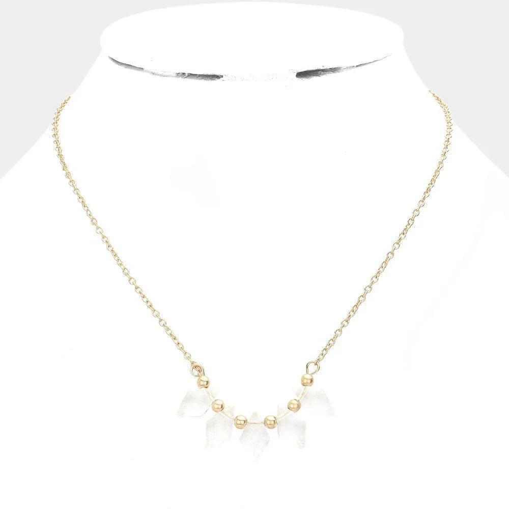 Clear Rhombus Beaded Pendant Necklace - Jewelry Store by Erik Rayo