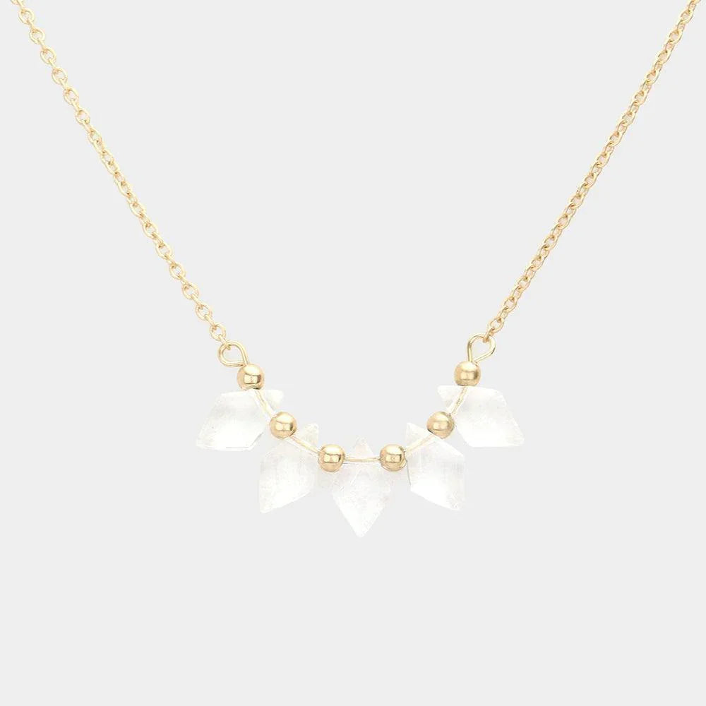 Clear Rhombus Beaded Pendant Necklace - Jewelry Store by Erik Rayo