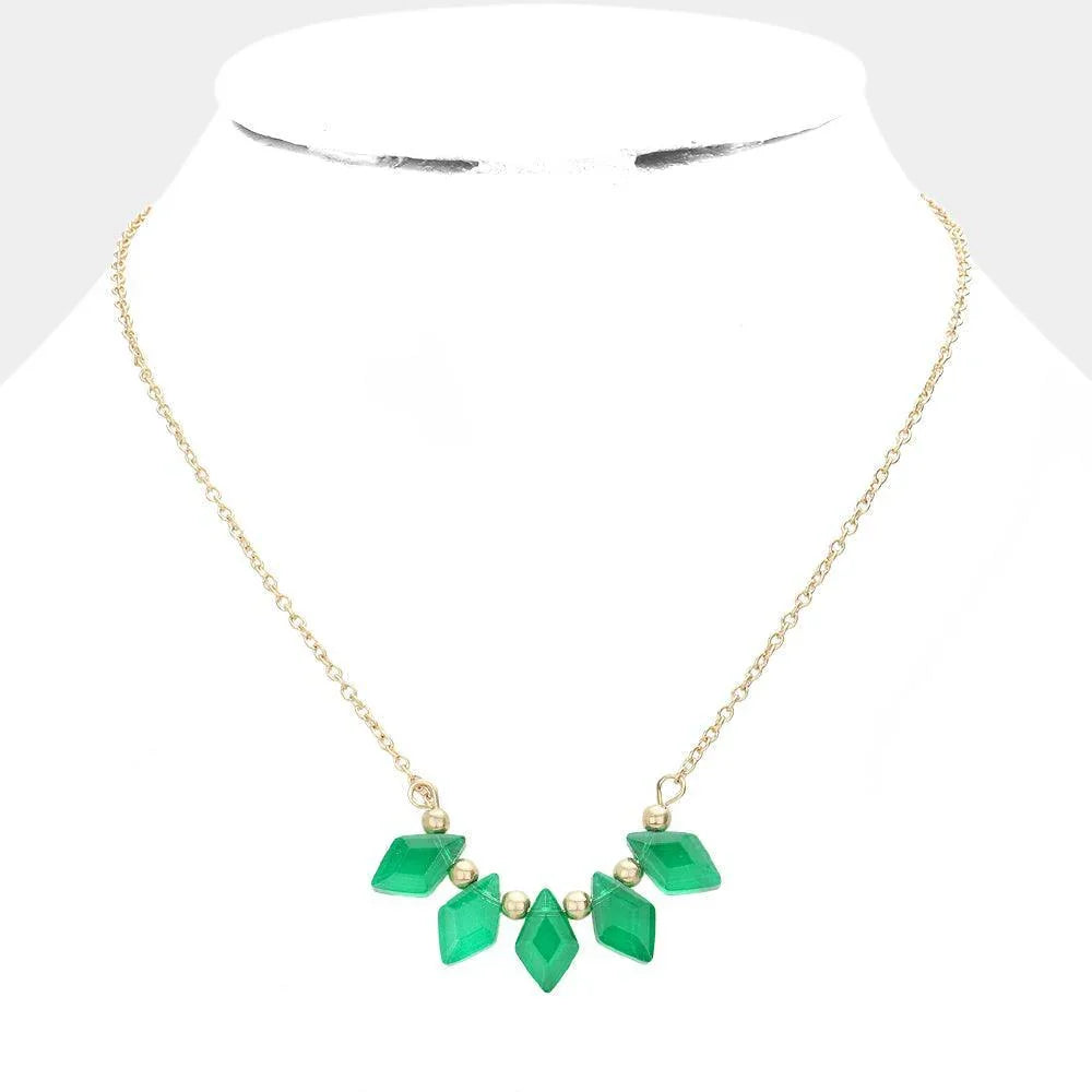 Green Rhombus Beaded Pendant Necklace - Jewelry Store by Erik Rayo