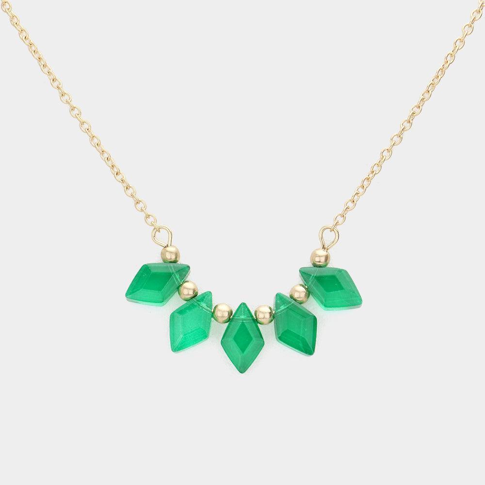 Green Rhombus Beaded Pendant Necklace - Jewelry Store by Erik Rayo