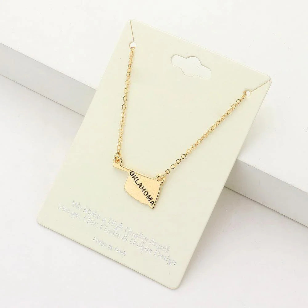 Gold Oklahoma State Map Pendant Necklace - Jewelry Store by Erik Rayo