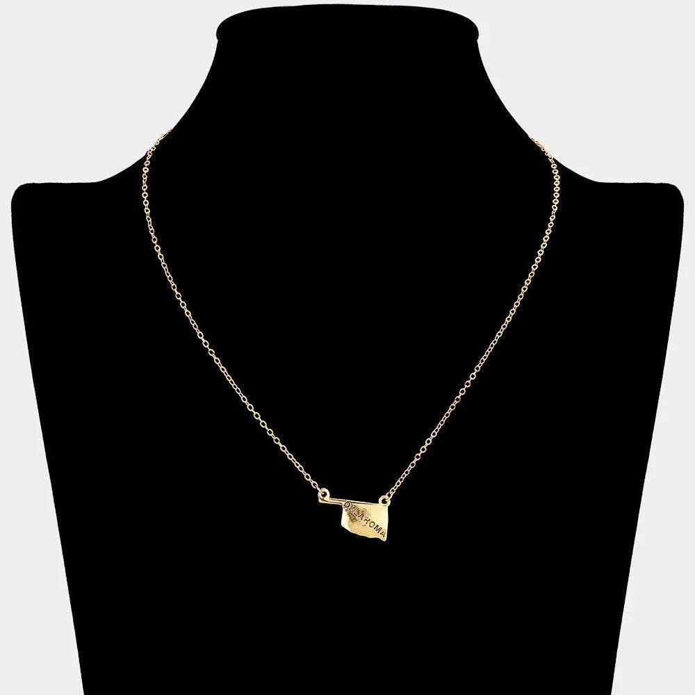 Gold Oklahoma State Map Pendant Necklace - Jewelry Store by Erik Rayo