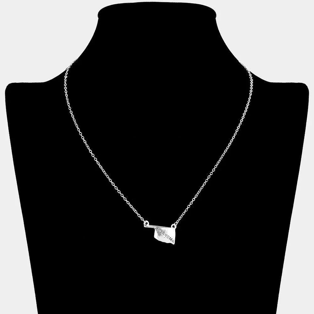 Oklahoma State Map Pendant Necklace - Jewelry Store by Erik Rayo