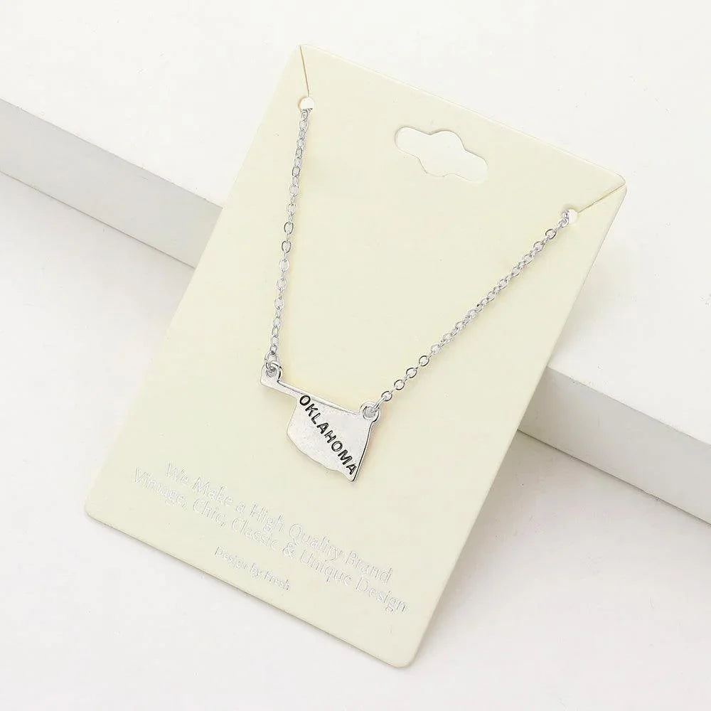 Oklahoma State Map Pendant Necklace - Jewelry Store by Erik Rayo