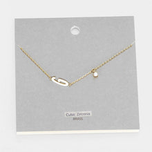 Load image into Gallery viewer, Gold Brass Metal Cubic Zirconia Monogram Pendant Necklace
