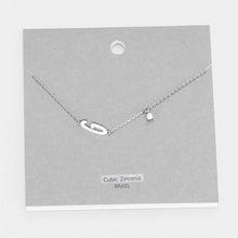 Load image into Gallery viewer, Clear Brass Metal Cubic Zirconia Monogram Pendant Necklace
