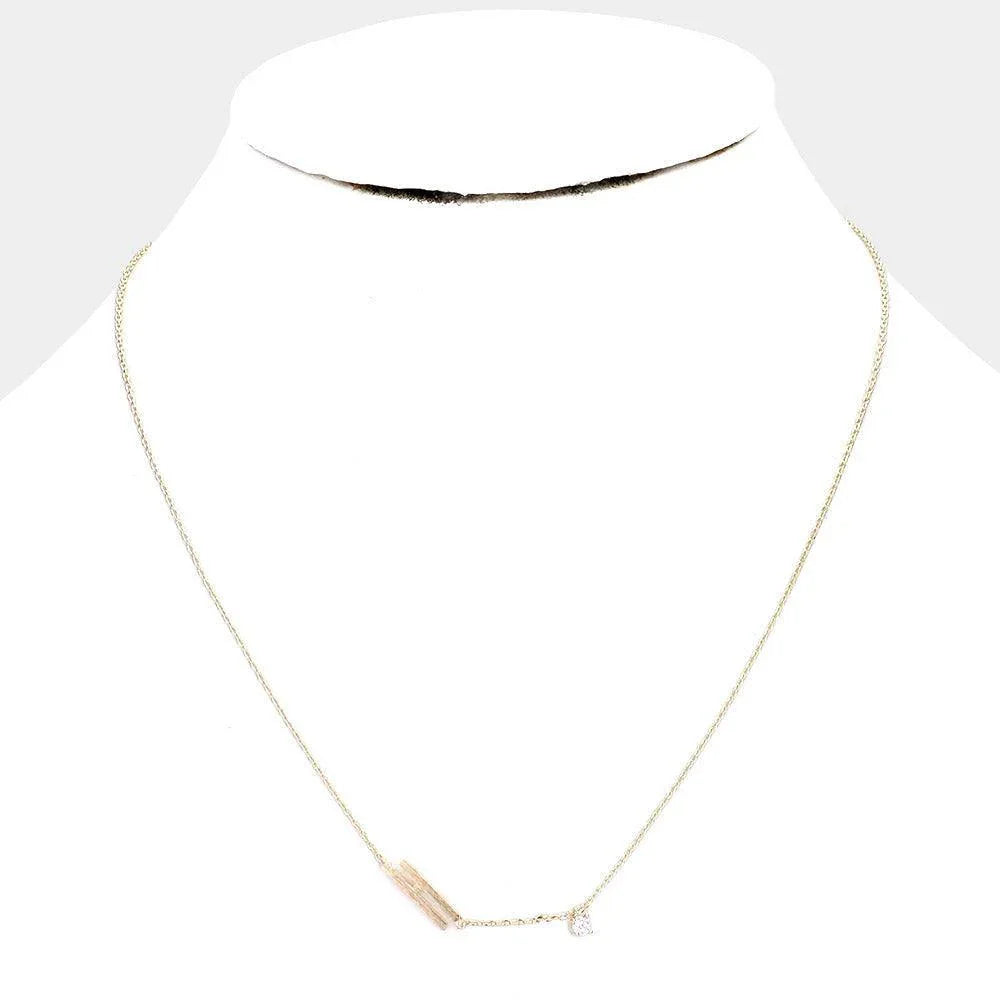 Gold Brass Metal Cubic Zirconia Monogram Pendant Necklace - Jewelry Store by Erik Rayo