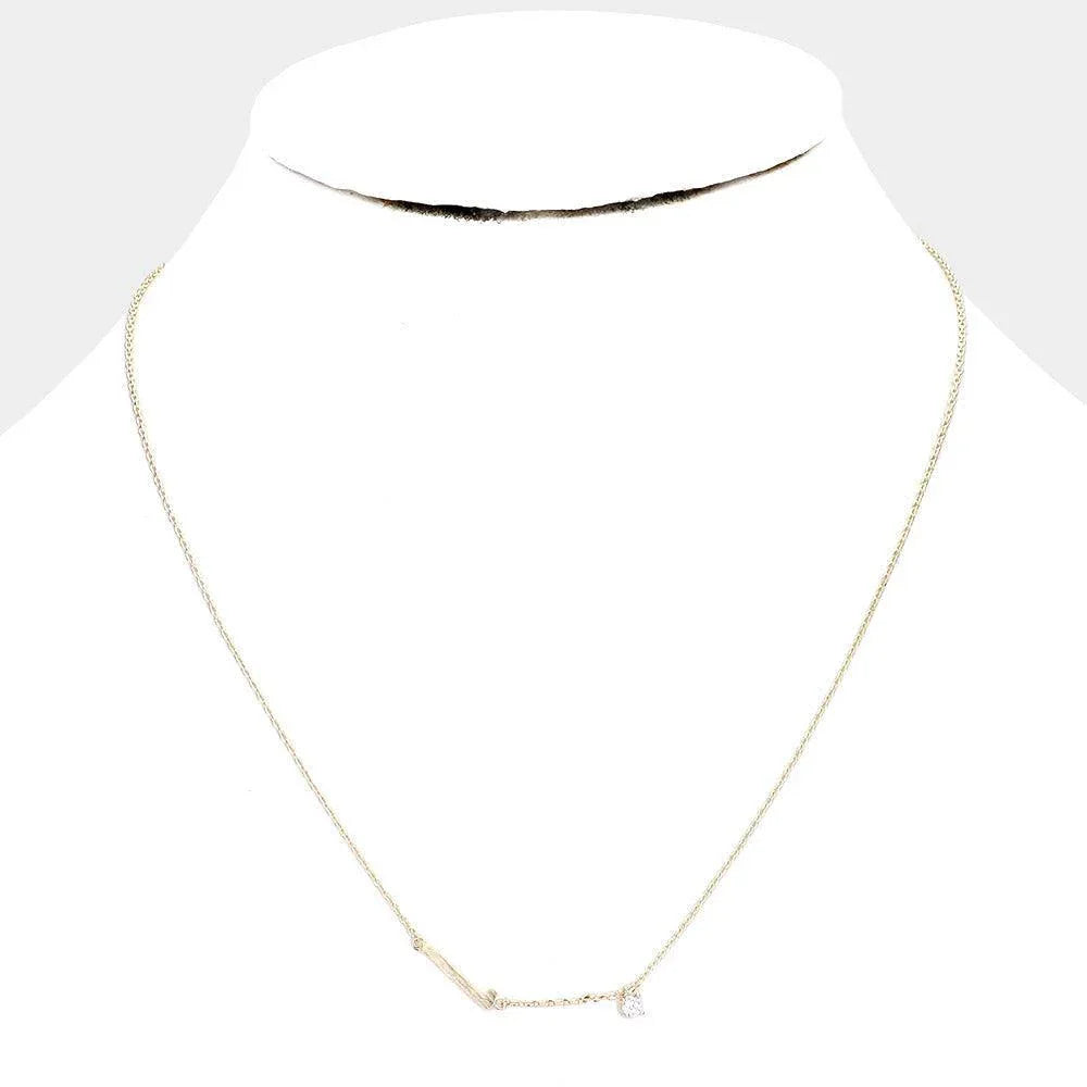 Gold Brass Metal Cubic Zirconia Monogram Pendant Necklace - Jewelry Store by Erik Rayo