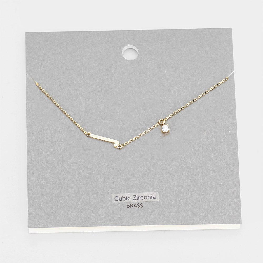 Gold Brass Metal Cubic Zirconia Monogram Pendant Necklace - Jewelry Store by Erik Rayo