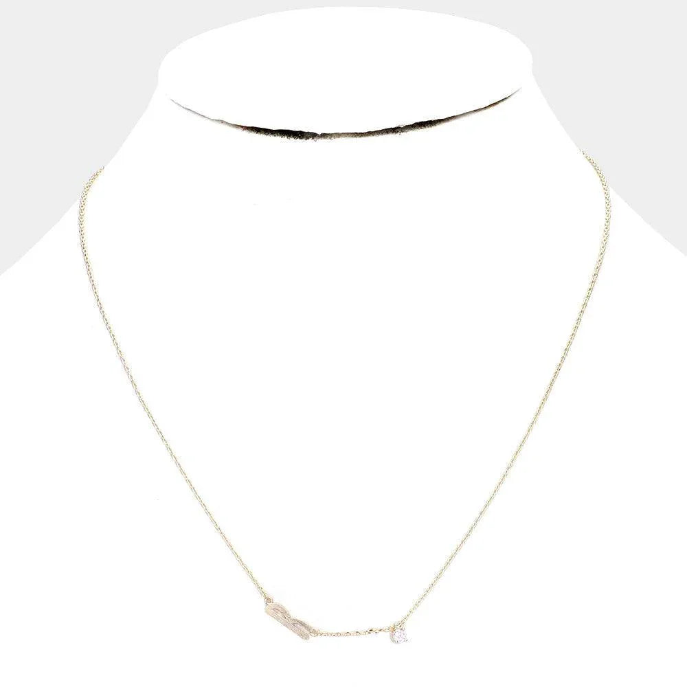 Gold Brass Metal Cubic Zirconia Monogram Pendant Necklace - Jewelry Store by Erik Rayo