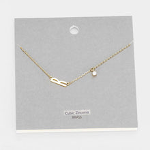 Load image into Gallery viewer, Gold Brass Metal Cubic Zirconia Monogram Pendant Necklace
