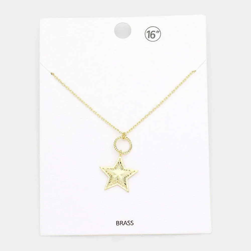 Gold Brass Metal Star Pendant Necklace - Jewelry Store by Erik Rayo
