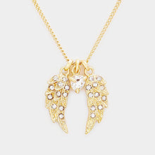 Load image into Gallery viewer, Gold Crystal Wing Heart Bead Pendant Necklace
