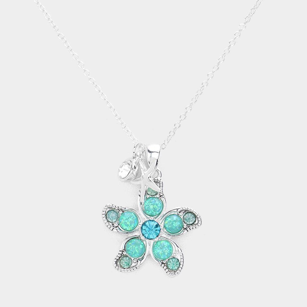 Green Stone Embellished Starfish Pendant Necklace - Jewelry Store by Erik Rayo