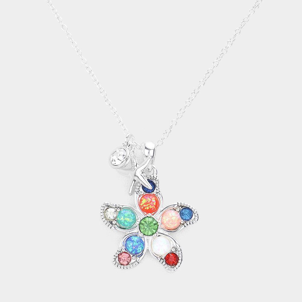 Silver Stone Embellished Starfish Pendant Necklace - Jewelry Store by Erik Rayo