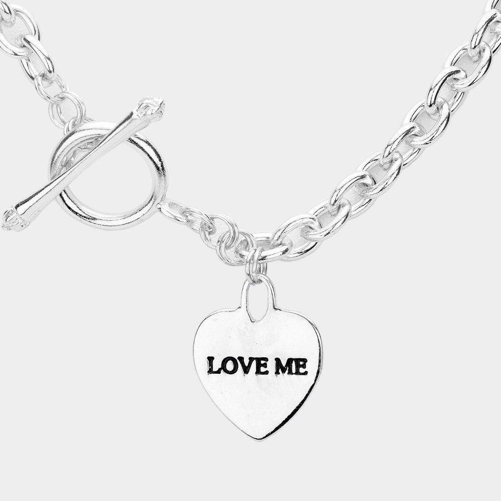 Love Me Heart Pendant Chain Toggle Necklace - Jewelry Store by Erik Rayo