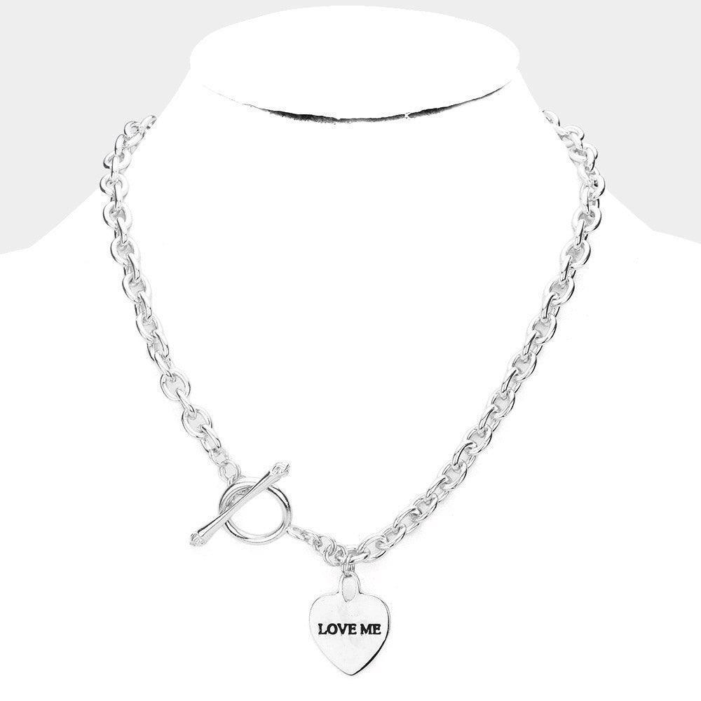 Love Me Heart Pendant Chain Toggle Necklace - Jewelry Store by Erik Rayo