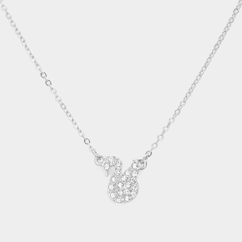 Rhinestone Embellished Swan Pendant Necklace - Jewelry Store by Erik Rayo