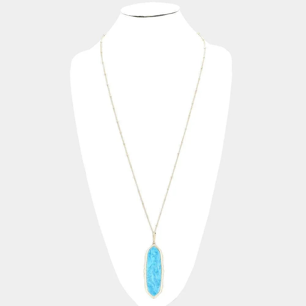 Hexagonal Celluloid Acetate Pendant Long Necklace - Jewelry Store by Erik Rayo