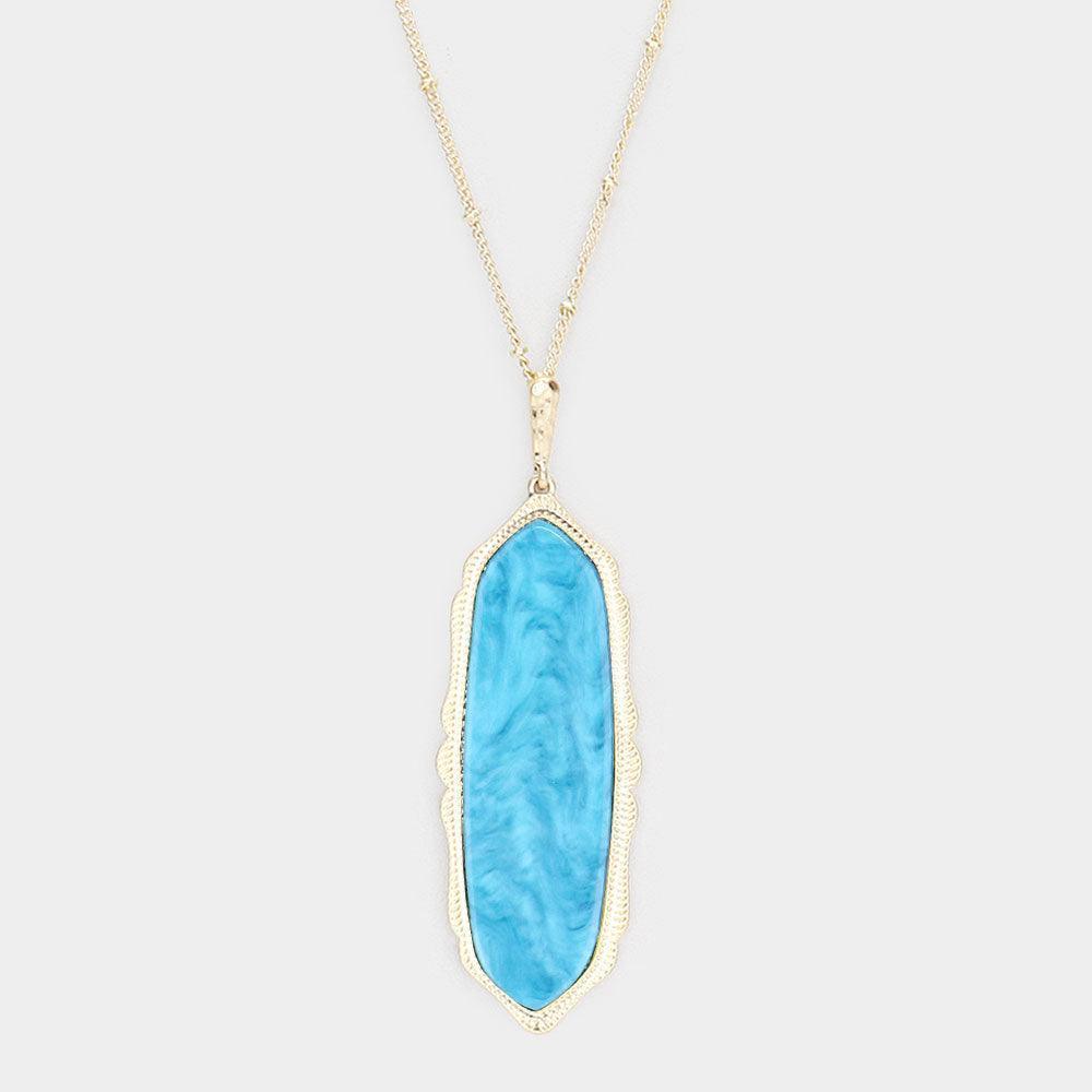 Hexagonal Celluloid Acetate Pendant Long Necklace - Jewelry Store by Erik Rayo
