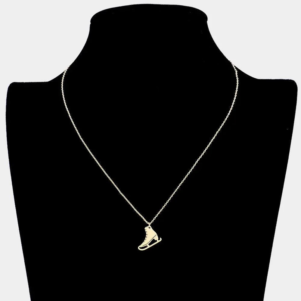 Gold Metal Skate Shoe Pendant Necklace - Jewelry Store by Erik Rayo
