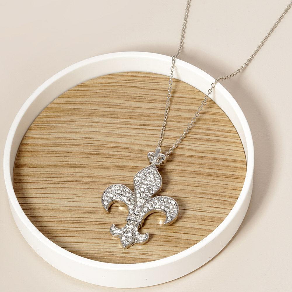 Stone Paved Fleur De Lis Pendant Necklace - Jewelry Store by Erik Rayo