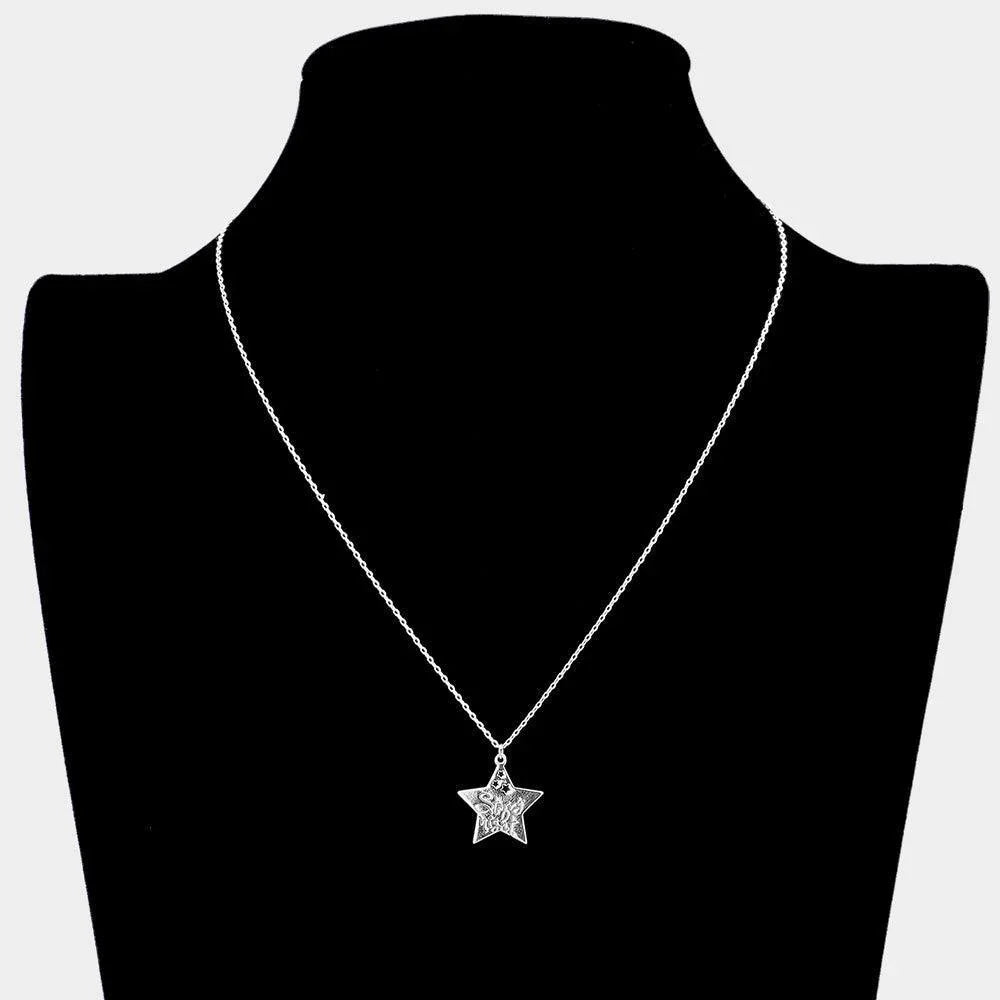 Starry Night Message Metal Star Pendant Necklace - Jewelry Store by Erik Rayo