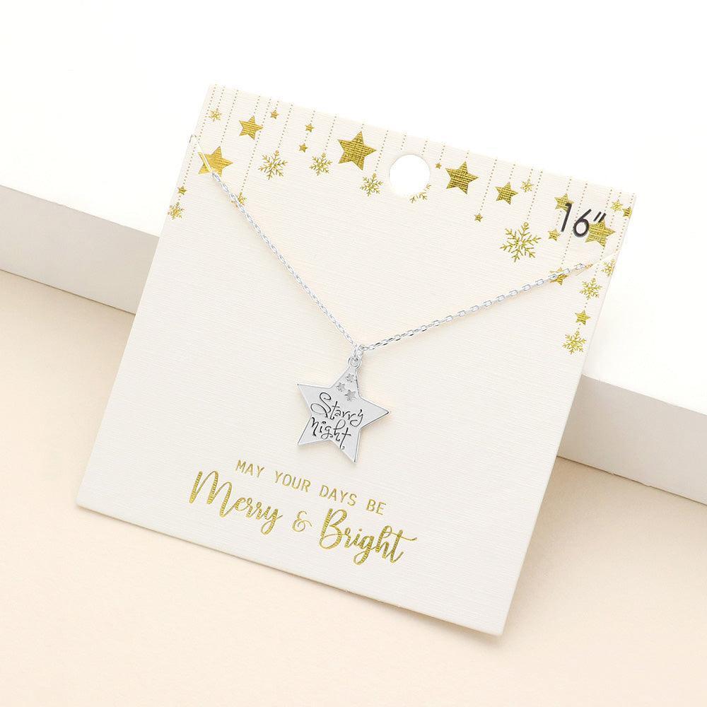 Starry Night Message Metal Star Pendant Necklace - Jewelry Store by Erik Rayo