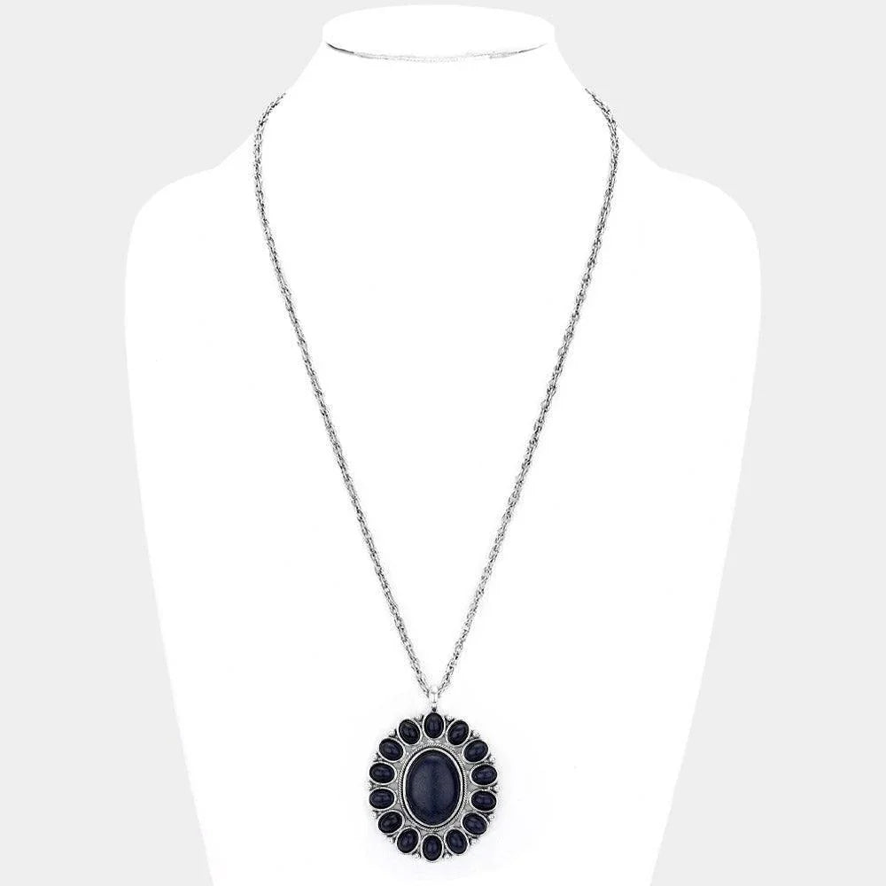 Silver Natural Stone Pendant Necklace - Jewelry Store by Erik Rayo