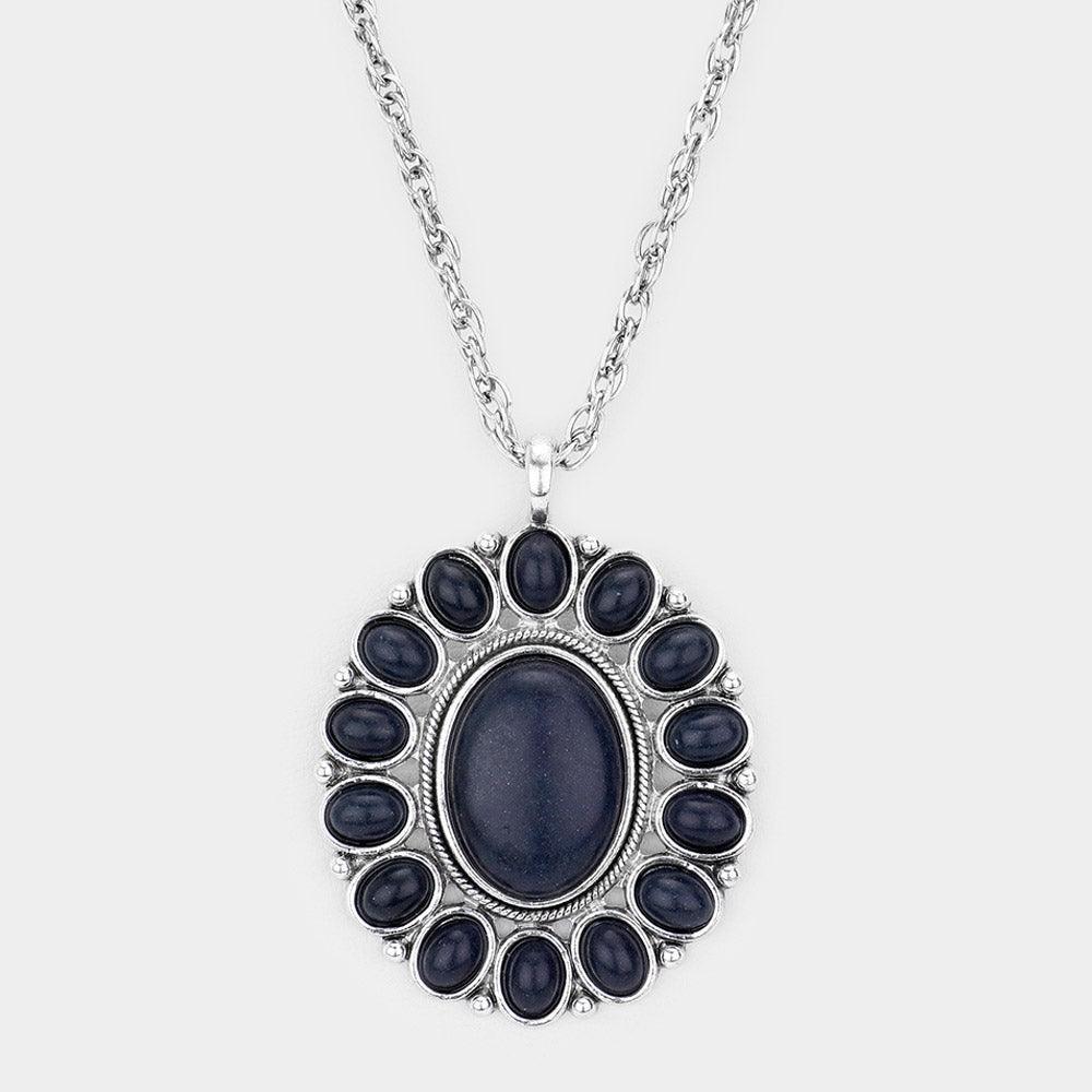 Silver Natural Stone Pendant Necklace - Jewelry Store by Erik Rayo