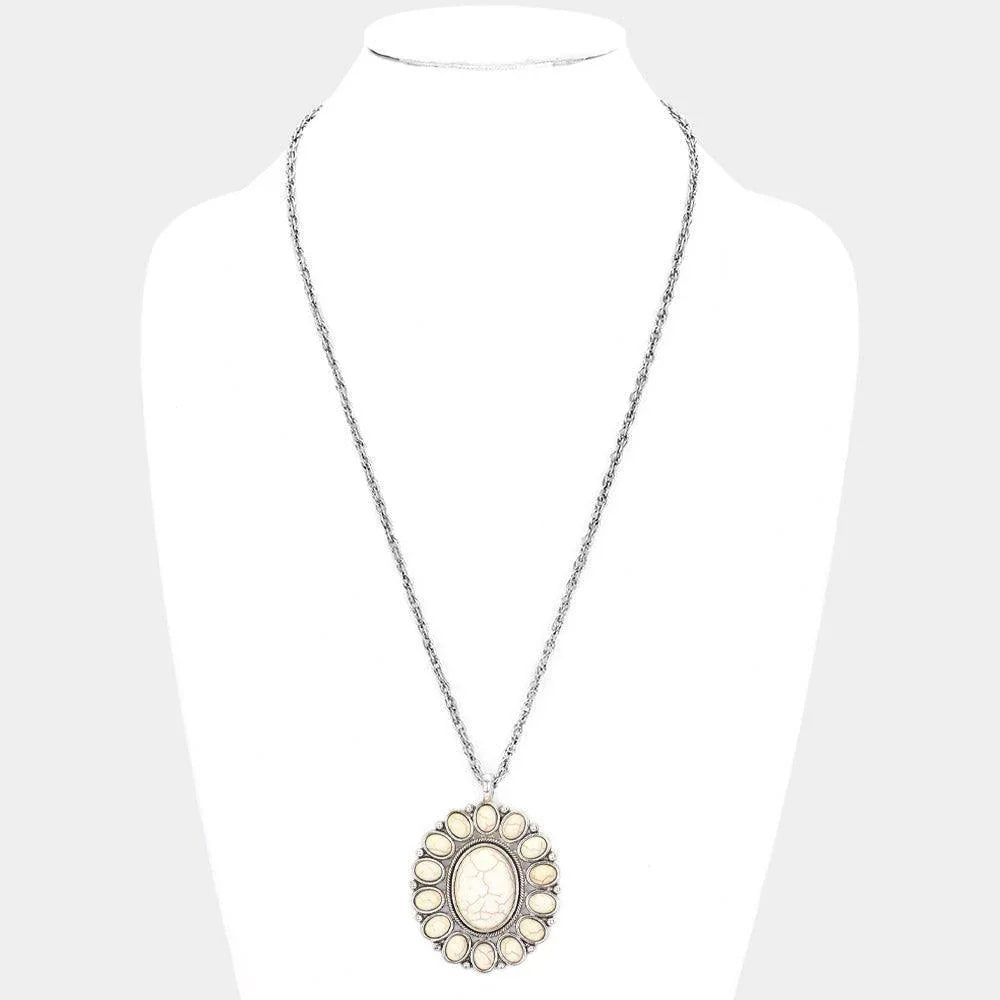 White Natural Stone Pendant Necklace - Jewelry Store by Erik Rayo
