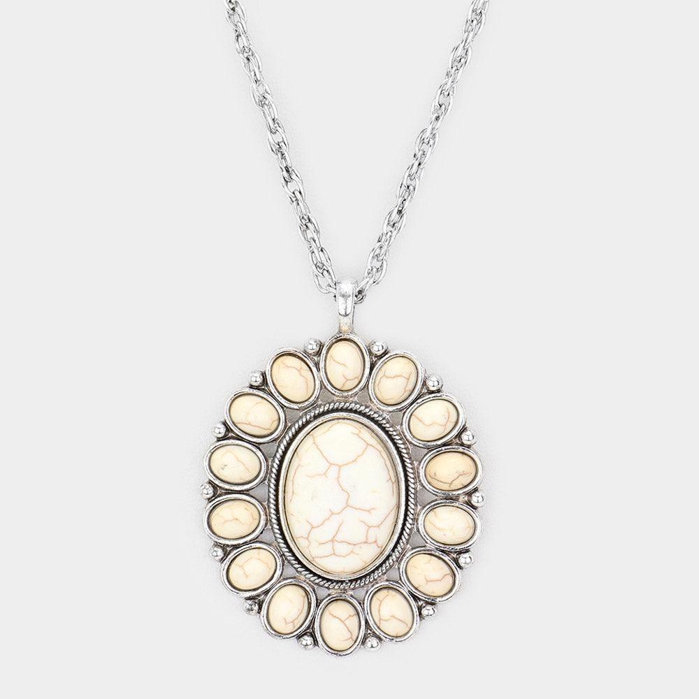 White Natural Stone Pendant Necklace - Jewelry Store by Erik Rayo