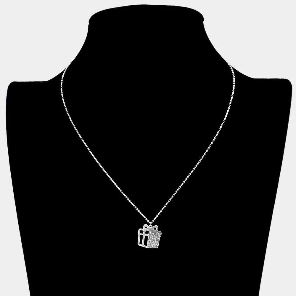 Merry and Happy Message Metal Christmas Gift Pendant Necklace - Jewelry Store by Erik Rayo