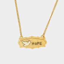 Load image into Gallery viewer, Gold &quot;Hope&quot; pigeon pendant necklace
