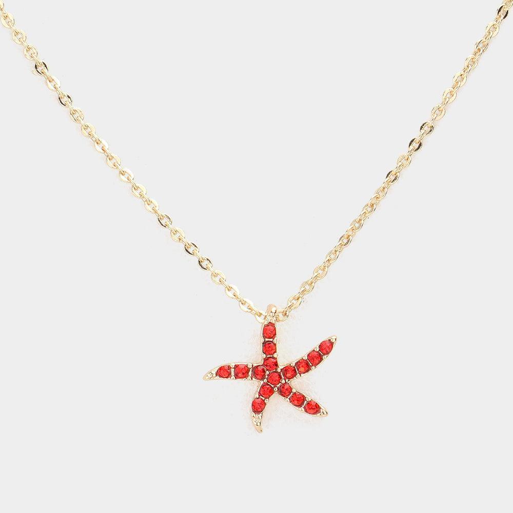 Rhinestone Paved Starfish Pendant Necklace - Jewelry Store by Erik Rayo