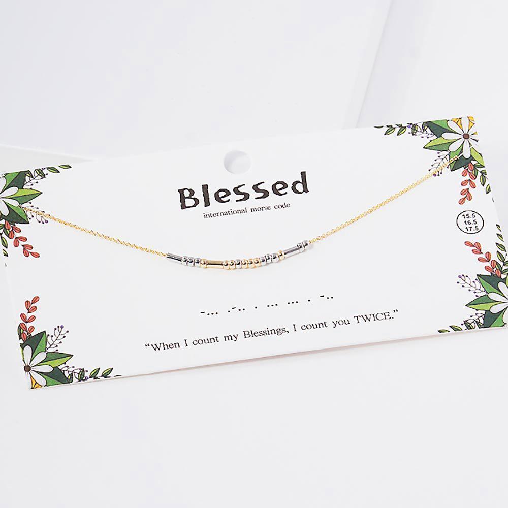 Gold BLESSED Morse Code Pendant Necklace - Jewelry Store by Erik Rayo