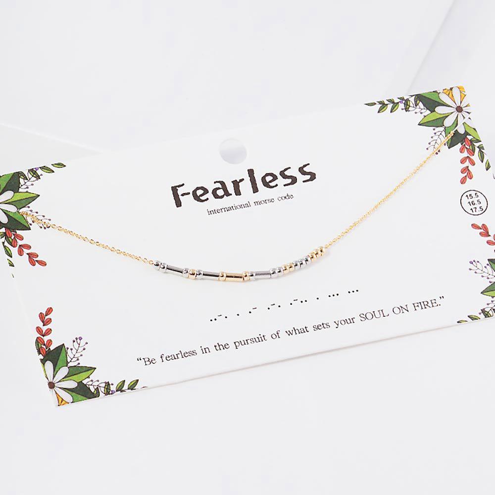 Gold FEARLESS Morse Code Pendant Necklace - Jewelry Store by Erik Rayo