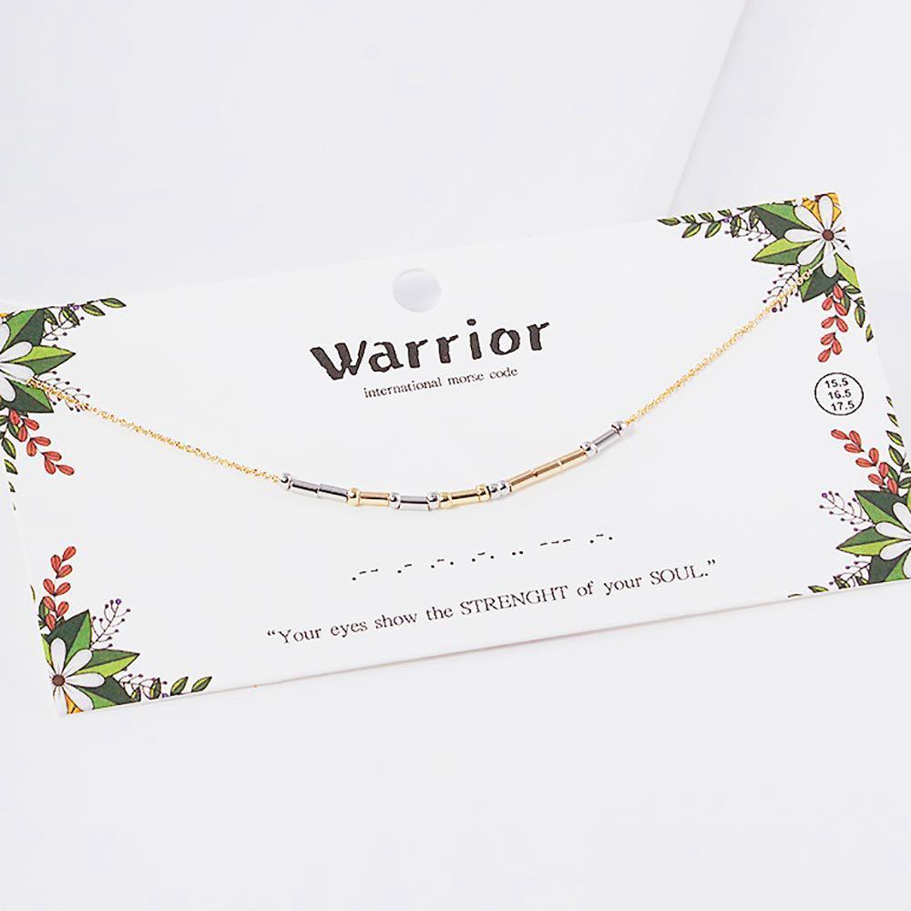 Gold WARRIOR Morse Code Pendant Necklace - Jewelry Store by Erik Rayo