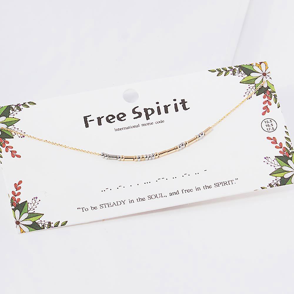 Gold FREE SPIRIT Morse Code Pendant Necklace - Jewelry Store by Erik Rayo