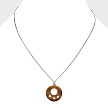 Load image into Gallery viewer, Silver Wood Disc Cut out Pendant Necklace
