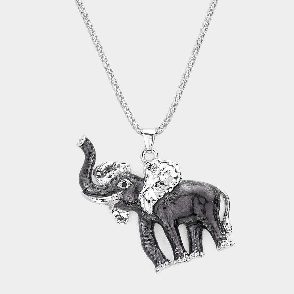 Black 3D Elephant Pendant Necklace - Jewelry Store by Erik Rayo