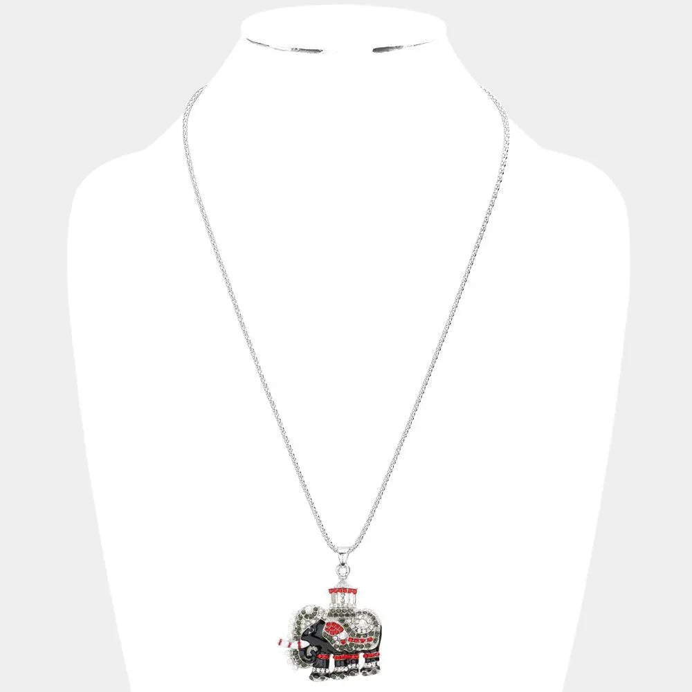 Black Pave Glass Crystal Pearl Accented ELEPHANT Pendant Necklace - Jewelry Store by Erik Rayo