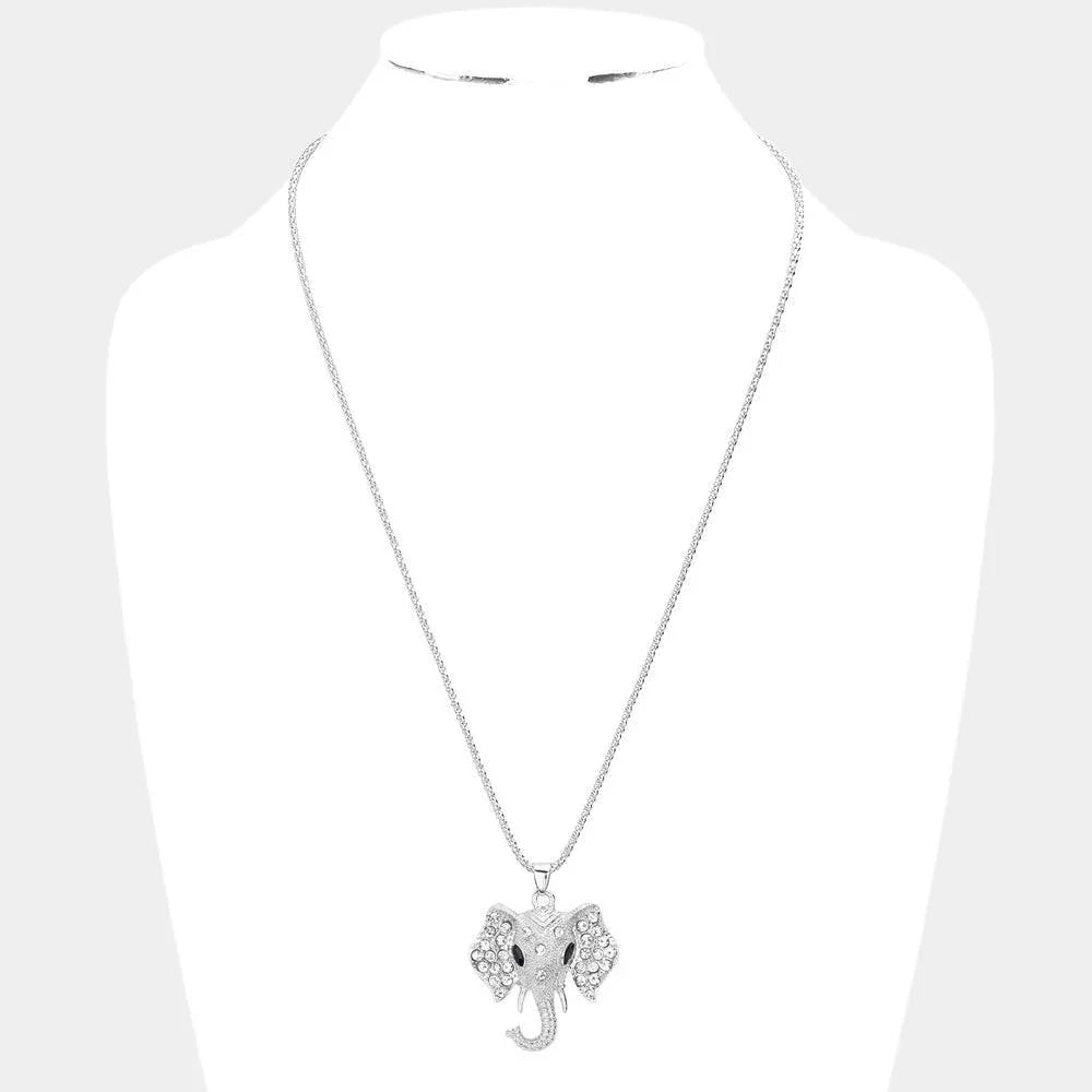 Pave Glass Crystal Elephant Pendant Necklace - Jewelry Store by Erik Rayo