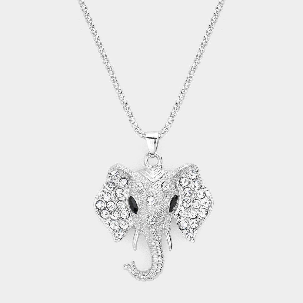 Pave Glass Crystal Elephant Pendant Necklace - Jewelry Store by Erik Rayo