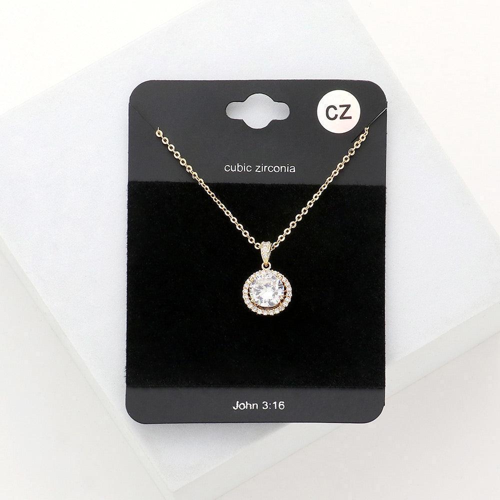Gold CZ Round Pendant Necklace - Jewelry Store by Erik Rayo