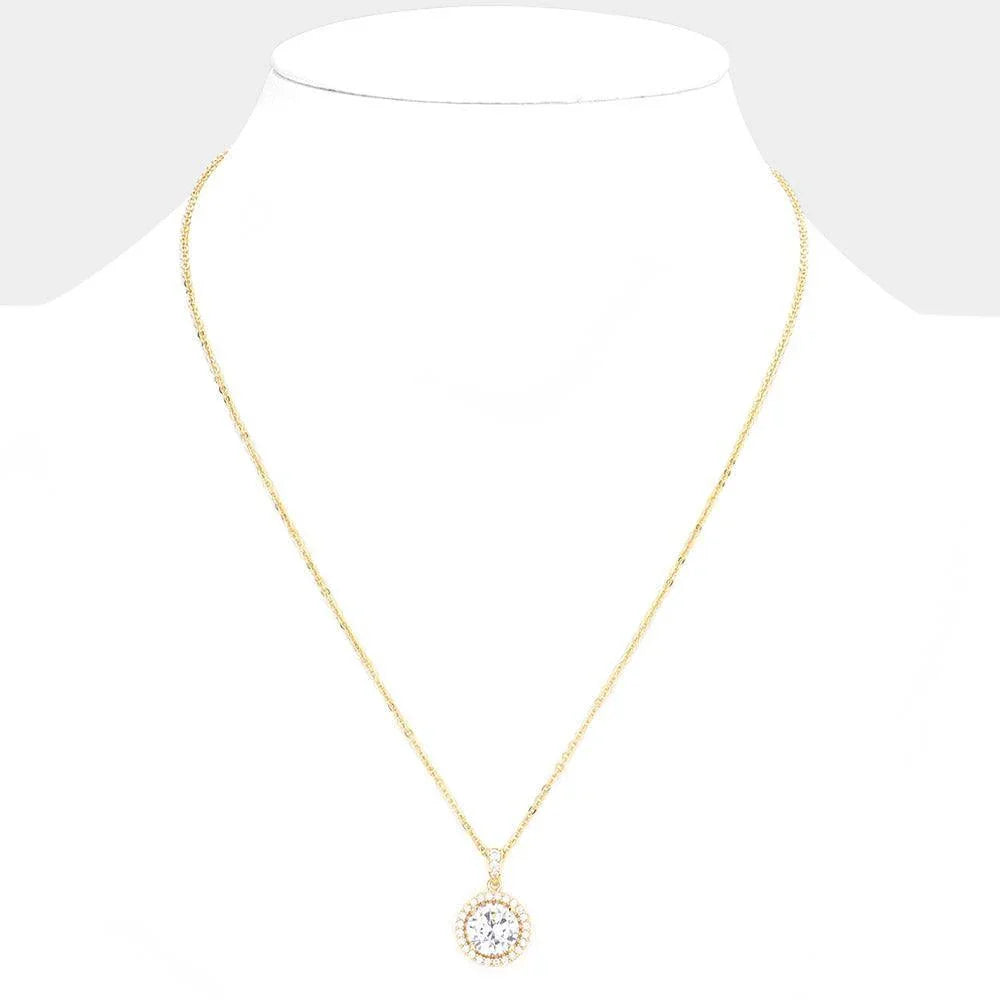 Gold CZ Round Pendant Necklace - Jewelry Store by Erik Rayo
