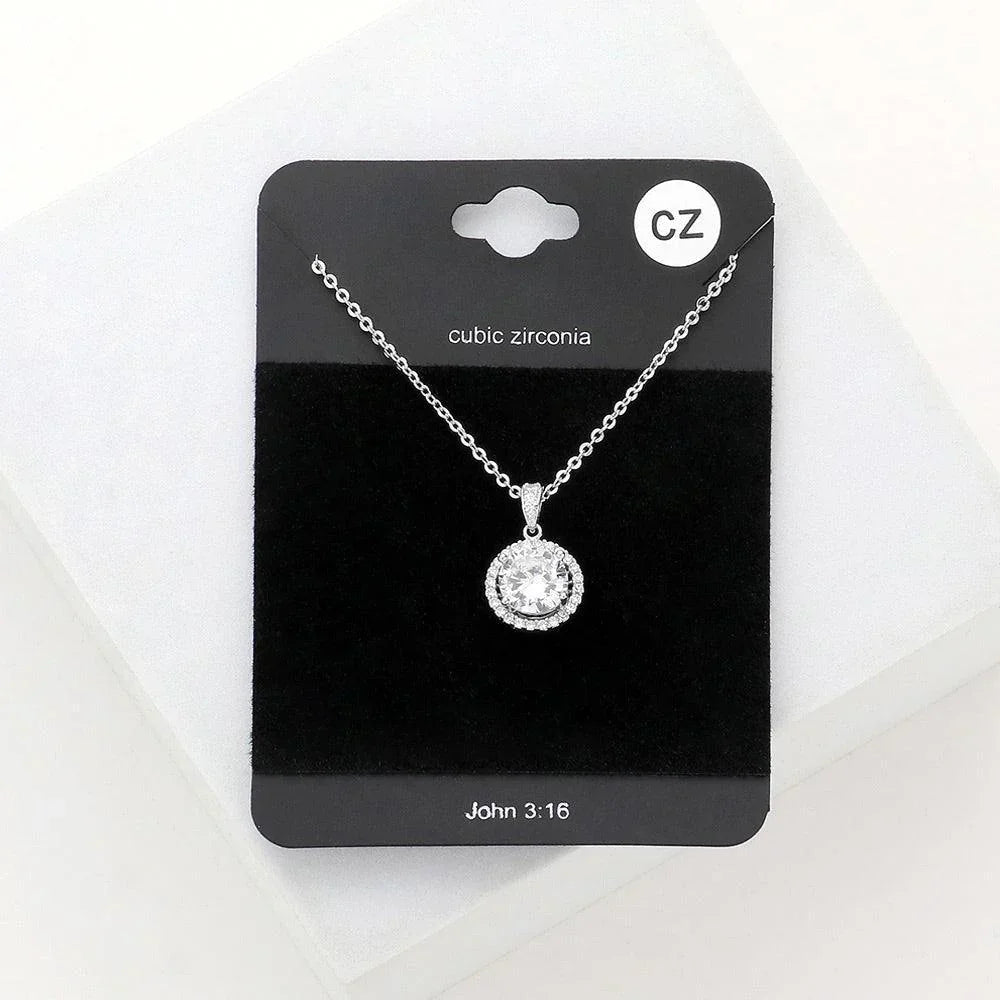 CZ Round Pendant Necklace - Jewelry Store by Erik Rayo